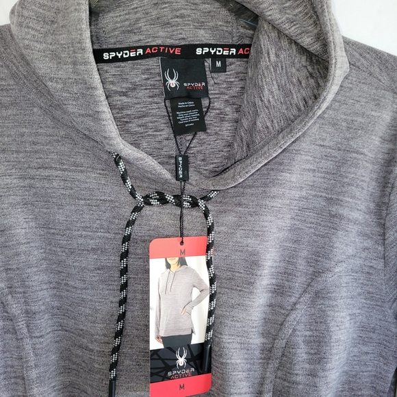 Spyder Gray Women's Size M, T-shirt With Hoodie. Active Wear. - Picture 2 of 8